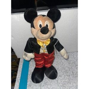 Mickey Mouse Plush Suit Bow Tie Disney Toy 10" Shoes Conductor Shiny (WTF4)